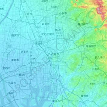 名古屋市地形图、海拔、地势