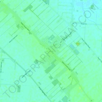 Cottam地形图、海拔、地势