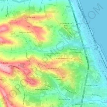 Contrada Castelletta地形图、海拔、地势