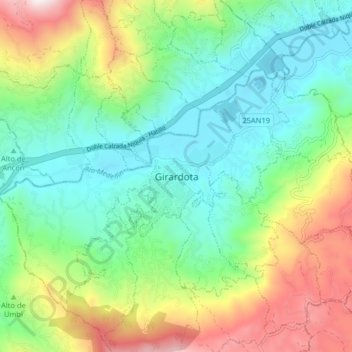 Girardota地形图、海拔、地势