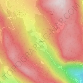 Ponthieu地形图、海拔、地势