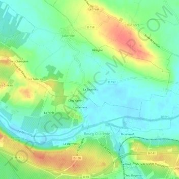 La Touche地形图、海拔、地势