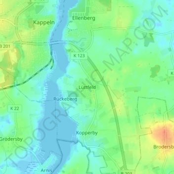 Lüttfeld地形图、海拔、地势