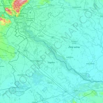Nyáras-sziget地形图、海拔、地势