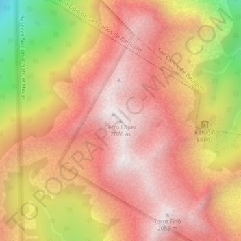 Cerro López地形图、海拔、地势