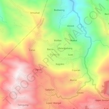 Bineng地形图、海拔、地势