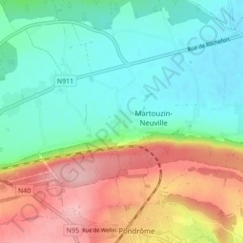Martouzin地形图、海拔、地势