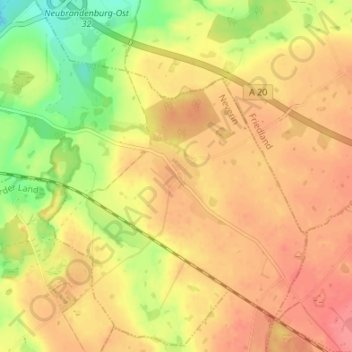 Rühlow地形图、海拔、地势