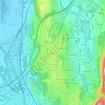 Autigny地形图、海拔、地势