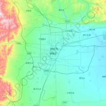 朔城区地形图、海拔、地势