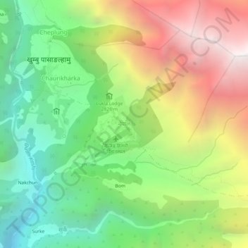Lukla地形图、海拔、地势