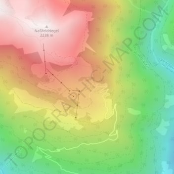 Emberger Alm地形图、海拔、地势