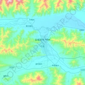 日喀则市地形图、海拔、地势