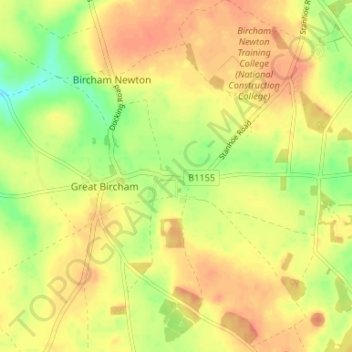Bircham Tofts地形图、海拔、地势