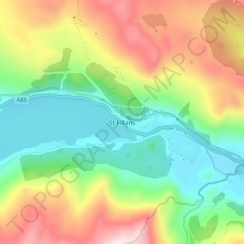 St Fillans地形图、海拔、地势