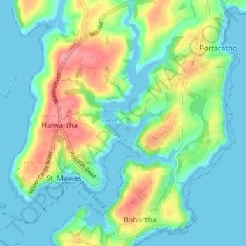 Percuil地形图、海拔、地势