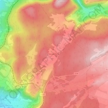 Grange Perrey地形图、海拔、地势