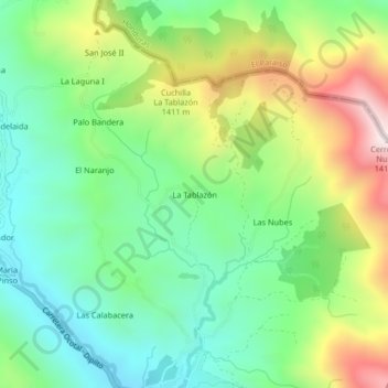 La Tablazón地形图、海拔、地势