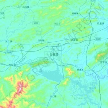 分宜县地形图、海拔、地势