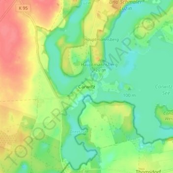 Carwitz地形图、海拔、地势