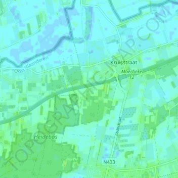 Westhoek地形图、海拔、地势