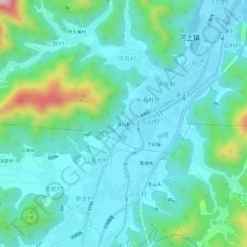 西山脚地形图、海拔、地势