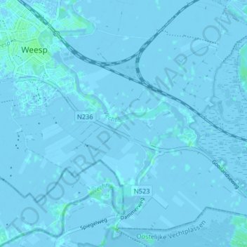 De Horn地形图、海拔、地势