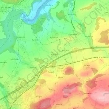 Bundtels地形图、海拔、地势