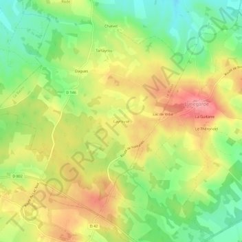 Cayrouse地形图、海拔、地势
