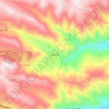 Leticia地形图、海拔、地势