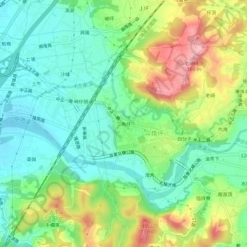 三角仔地形图、海拔、地势