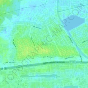 Festac Town地形图、海拔、地势