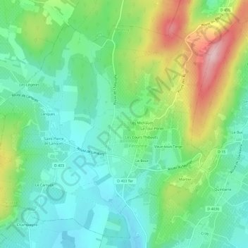 Les Martins地形图、海拔、地势