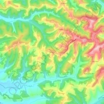 Partino地形图、海拔、地势