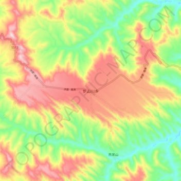 罗山川乡地形图、海拔、地势