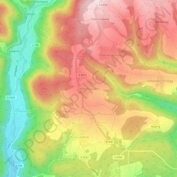 Tiefenhäusern地形图、海拔、地势