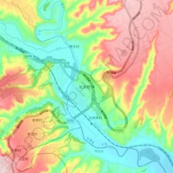 长庆桥镇地形图、海拔、地势