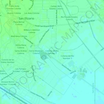 Colonia del Rio Number 1地形图、海拔、地势