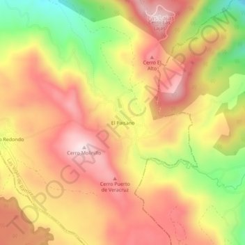 El Paisano地形图、海拔、地势