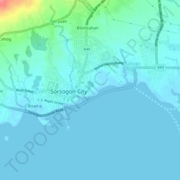 Sampaloc地形图、海拔、地势