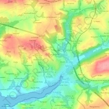 Leur ar Hardis地形图、海拔、地势