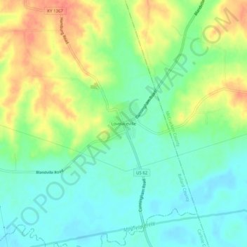 Lovelaceville地形图、海拔、地势