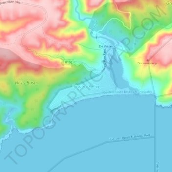 Nature's Valley地形图、海拔、地势