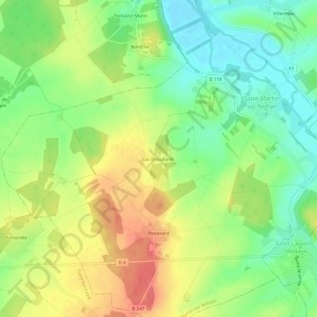 Les Breuillards地形图、海拔、地势