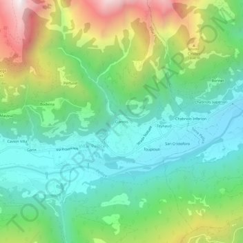 Ciarmis地形图、海拔、地势