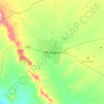 Jijiga地形图、海拔、地势