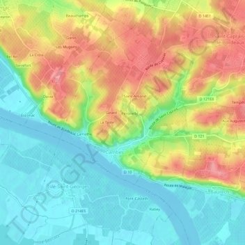 L'Hortie地形图、海拔、地势