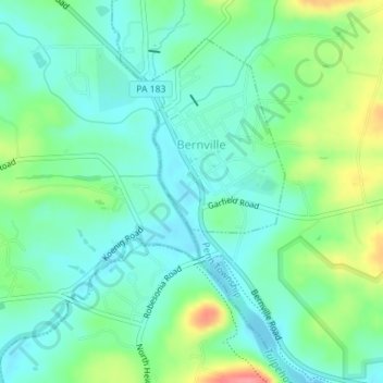 Blue Marsh Bernville Levee地形图、海拔、地势