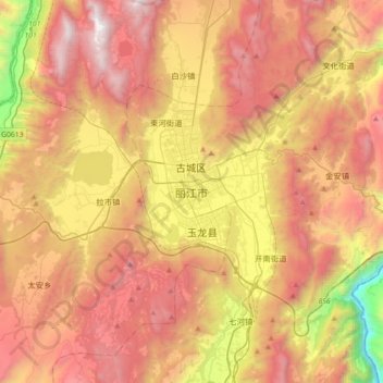 丽江市地形图、海拔、地势