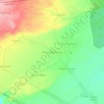 Altura Matanda地形图、海拔、地势